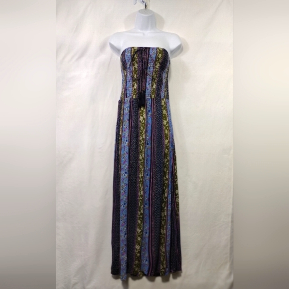 Beaches & Boho Floral Maxi Dress Womens 3X Multicolor Boho Retro 90s Cottagecore